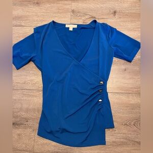 Michael Kors Blue Wrap-Style Women’s Top Size M